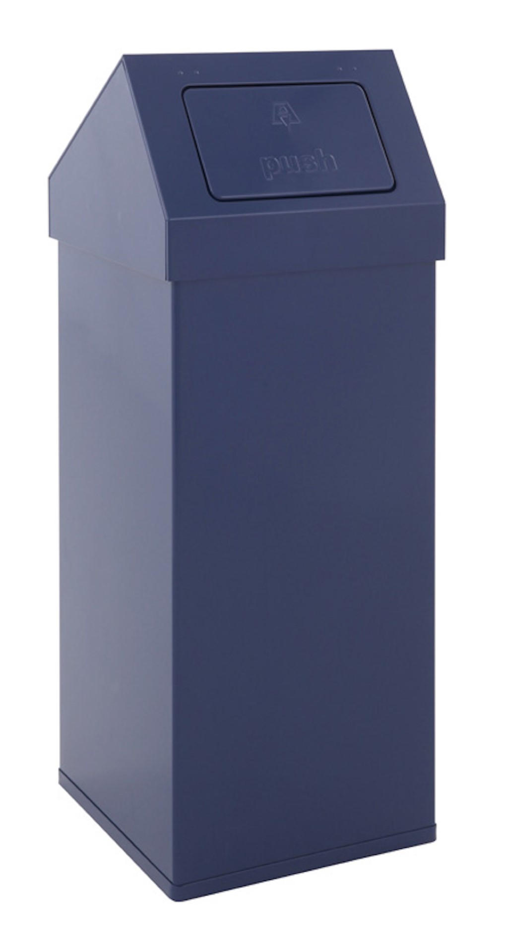 ABFALLSAMMLER Eckiger AlumInium Abfallbehälter Haiti Mit Push Deckel 110 Liter 100 x 39 x 39 cm Blau - Blau, Metall (39/100/39cm) - PROREGAL