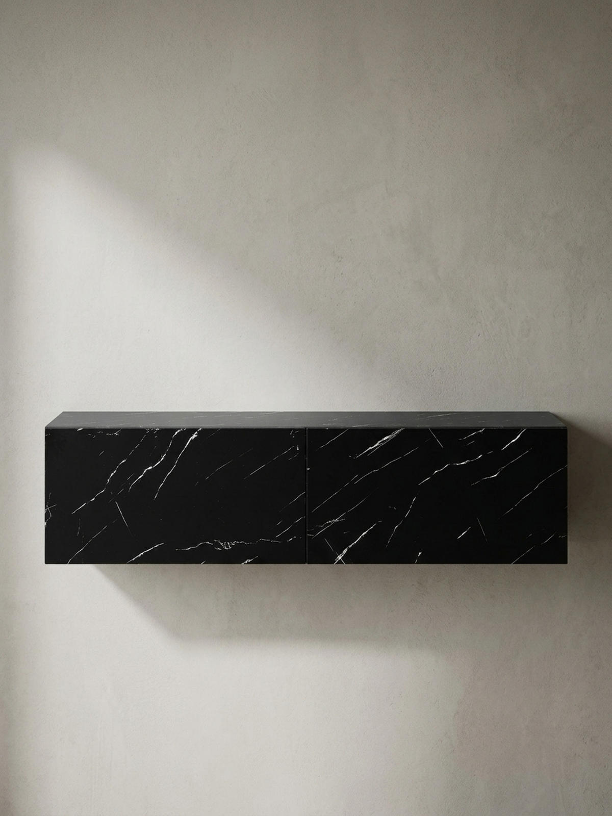 TV-LOWBOARD hängend, Marmor-Optik, Klapptüren, modern, Schwarz 120x30x30 cm - Schwarz, Metall (120/30/30cm) - KADIMA DESIGN