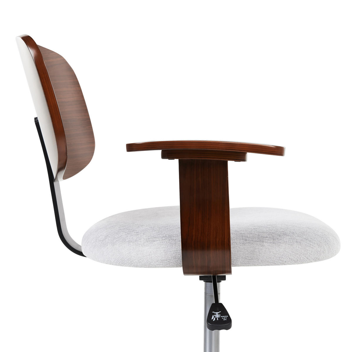 SCHREIBTISCHSTUHL Hellgrau Gunnison - Hellgrau/Braun, Textil (63/74/63cm) - Beliani