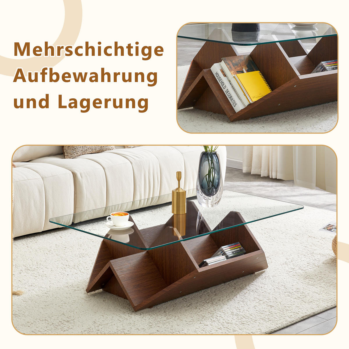 COUCHTISCH Walnuss 103/63/33,5 cm - Walnussfarben, Holzwerkstoff (63/103/33.5cm) - PANGIVO