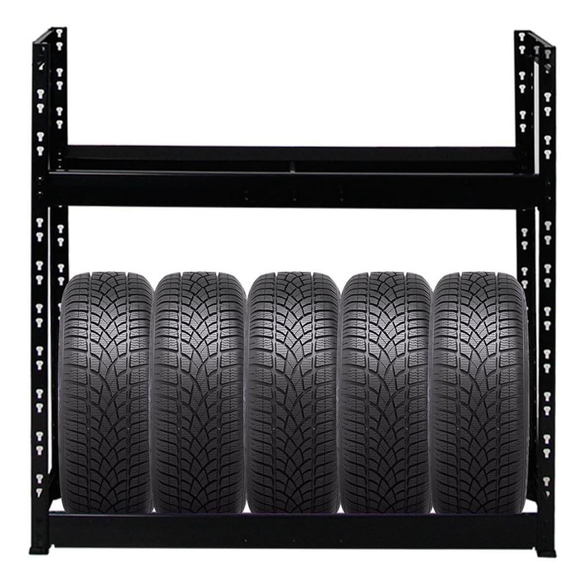REIFENREGAL Tiger 2er-Set mit 2x 100x110x35 cm 150 kg Fachlast bis zu 16 Reifen mit Ebenen Schwarz - Schwarz, Metall (220/100/35cm) - PROREGAL