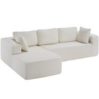 SOFA Relax, keine Montage, 250 cm Breite, Bouclé creme - Creme, Kunststoff/Textil (250/162cm) - tectake