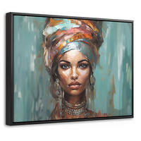 LEINWAND Bilder mit Rahmen - Frau - Kunst - Schmuck - Porträt - 40x30 - Blaugrau, Textil (40/30cm) - MuchoWow
