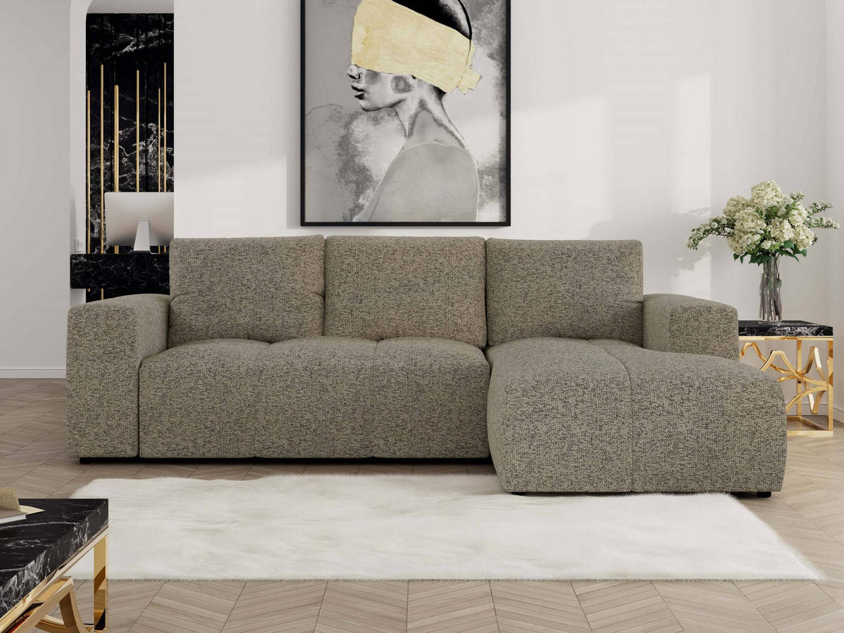 ECKSOFA MONIVA Dunkelbeige Strukture - Rechts - Taupe/Beige, Textil (266/164cm) - MKS