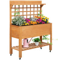 HOCHBEET, Braun, Tanne, nicht gewebter Stoff - Braun, Holz (40/135/105cm) - Outsunny