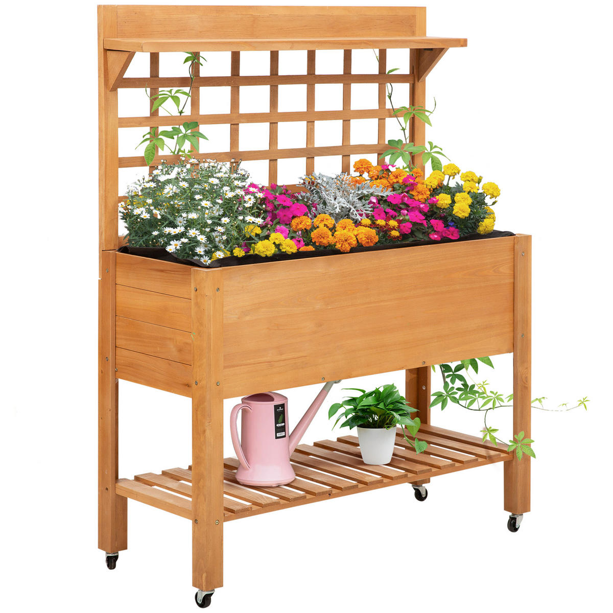 HOCHBEET, Braun, Tanne, nicht gewebter Stoff - Braun, Holz (40/135/105cm) - Outsunny