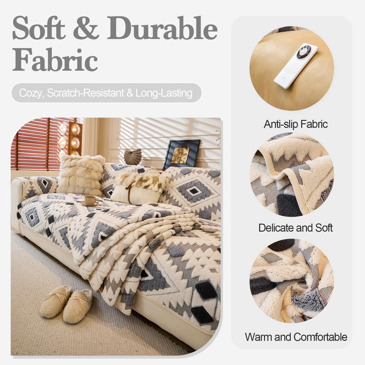 SOFAÜBERWURF ‎Jacquard Plush Dunkelgrau 1 Stück - Dunkelgrau, Textil (70/180cm) - Kaket
