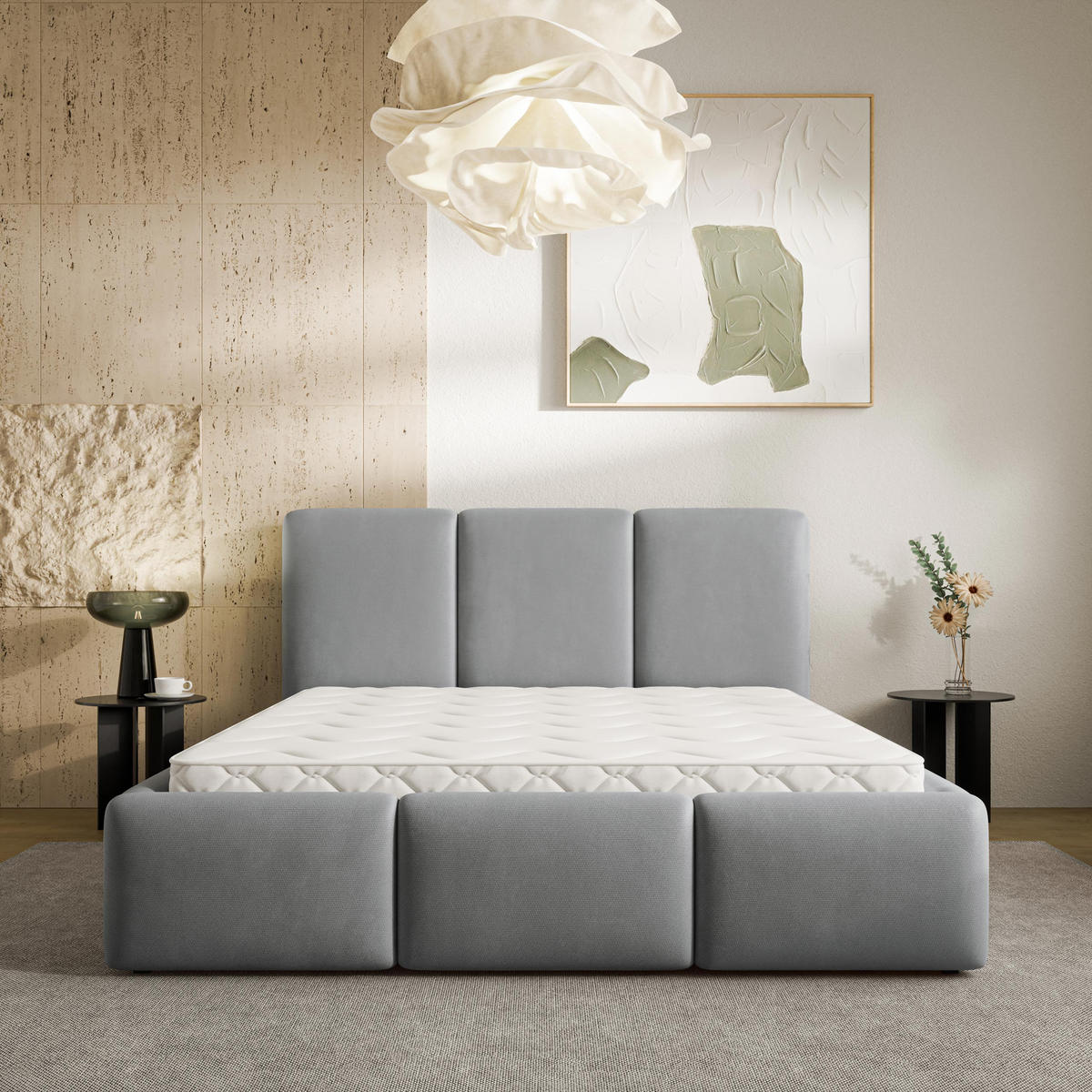 ČALOUNĚNÁ Postel ARSIL 160x200 cm Šedá - šedá, kompozitní dřevo/textil (160/200cm) - MASSENO