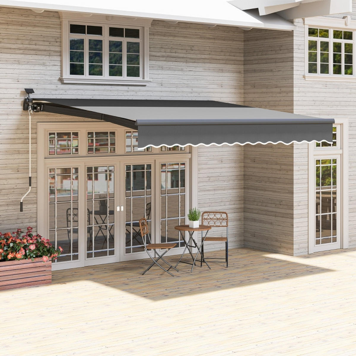 MARKISE 400 cm Handkurbel UV grau - Grau, Metall (395/150/300cm) - Fortuna Lai