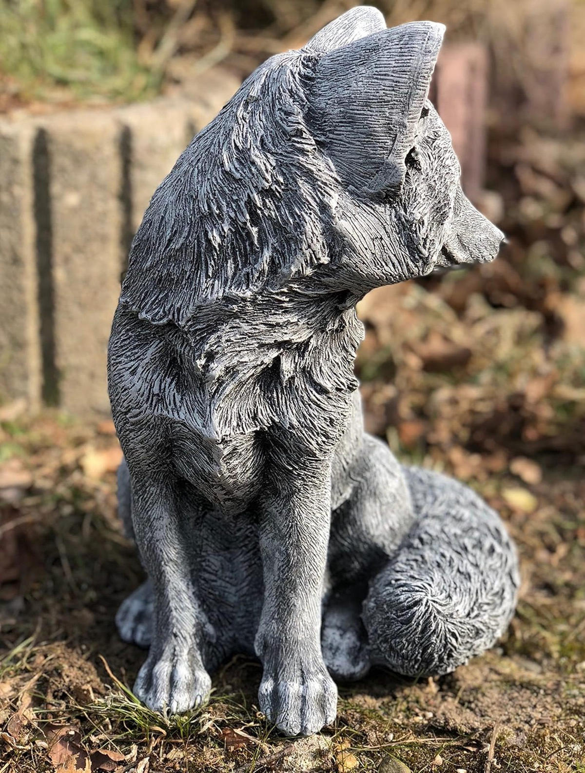 STEINFIGUR Fuchs, frostfest, massiver Steinguss - Grau, Stein (20/30/23cm) - stoneandstyle