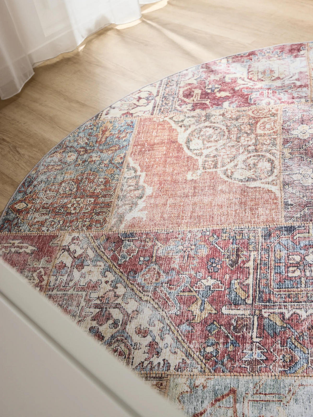 VINTAGE-TEPPICH George waschbar ø 160 cm rund - Multicolor/Braun, Kunststoff (160/160cm) - benuta