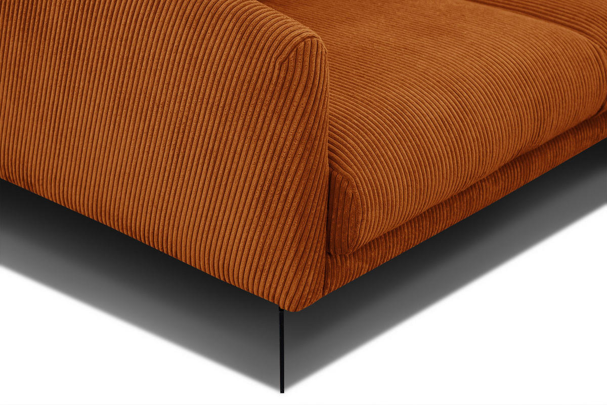 SOFA VILT 2,5-Sitzer, orange - Schwarz/Orange, Holzwerkstoff/Kunststoff (202/89/94cm) - Courtois Laville