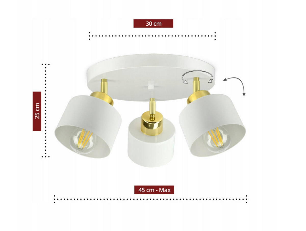 DECKENLEUCHTE Rollen - Goldfarben/Weiß, Metall (45/45/25cm) - kiki design