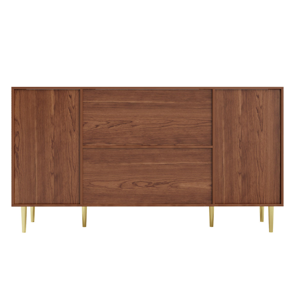 SIDEBOARD 160/40/90 cm, 6 Schubladen und Rattantüren, MDF in Wood-Optik, Naturfarben - Naturfarben, Holzwerkstoff (160/90/40cm) - Redom