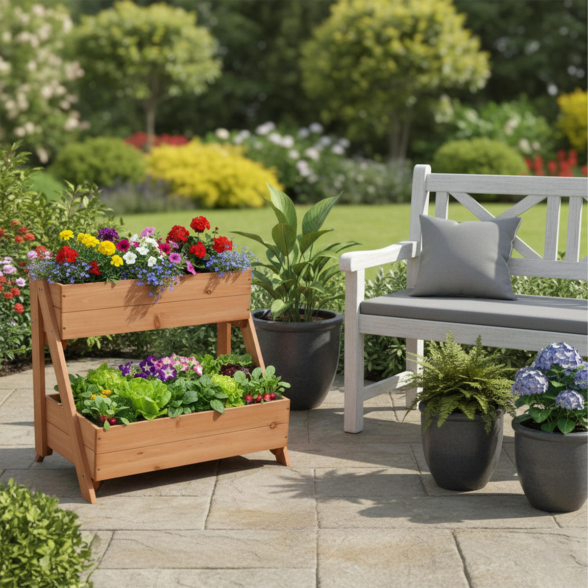 VERTIKÁLNY záhon - oranžová, drevo (62.5/51.5/44cm) - Relaxdays