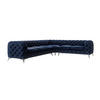 ECKSOFA Chesterfield Laura Marineblau Samt - Silberfarben/Dunkelblau, Holz/Textil (323/264cm) - S-Style Möbel