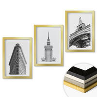 WANDBILDER 3er Set - 20x30 cm Goldrahmen - Architektonische Schwarz-Weiß-Gebäude - Goldfarben, Kunststoff (20/30cm) - ArtPrintCave