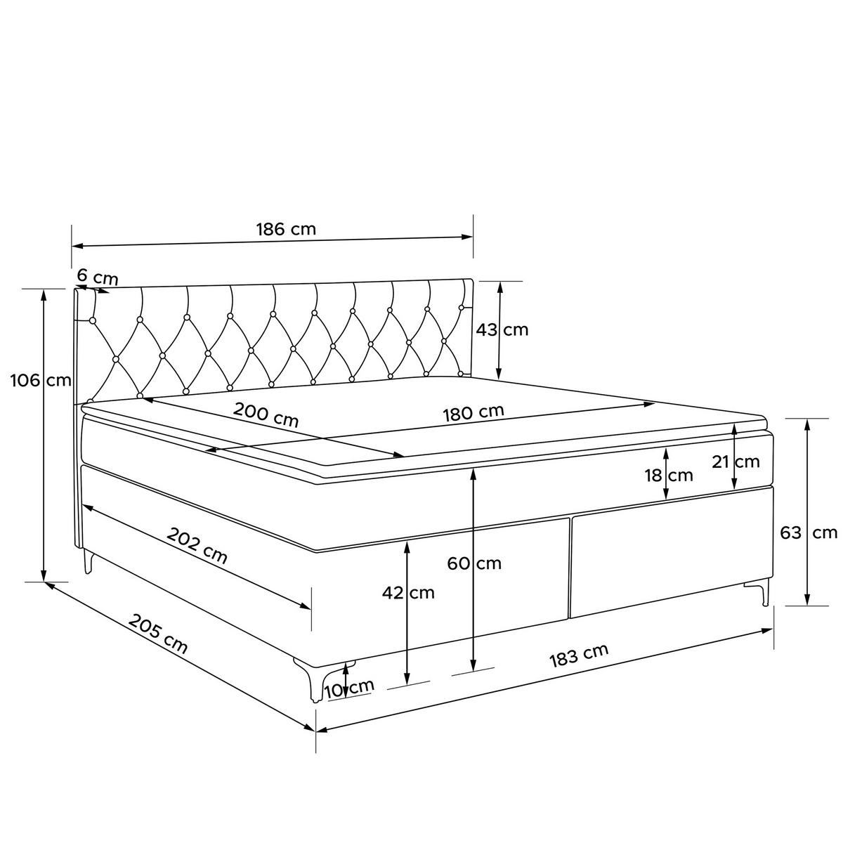 POLSTERBETT ARDEA, Beige - Beige/Schwarz, Holz/Holzwerkstoff (180/200cm) - KONSIMO®