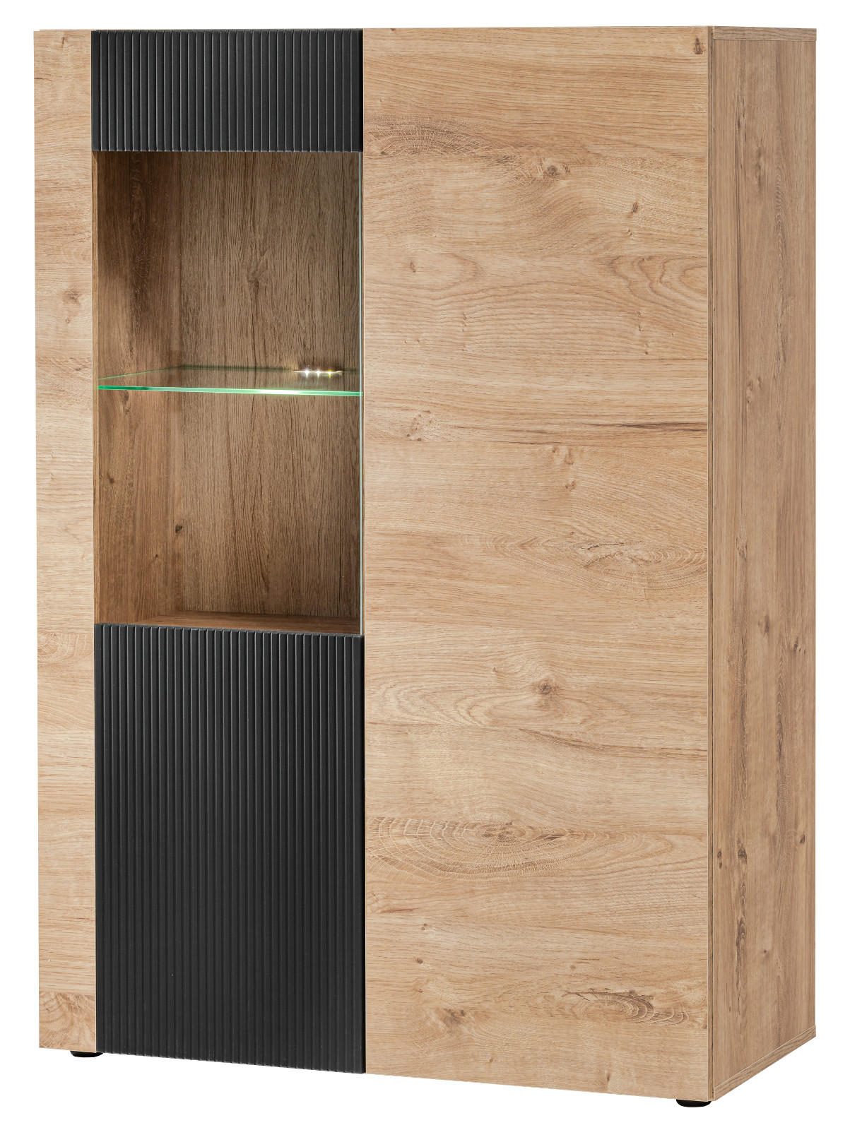Inn.Furn Vitrine Eiche, Schwarz 90x40x120 cm