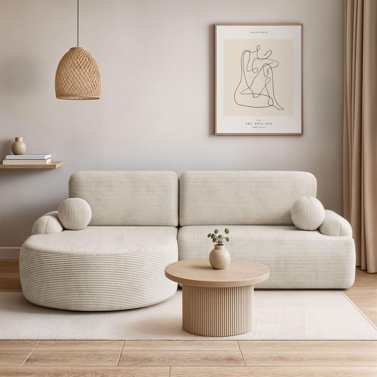 ECKSOFA CLEO II mit Schlaffunktion Version Linke Poso 105 - Creme, Kunststoff (264/172cm) - Lookway