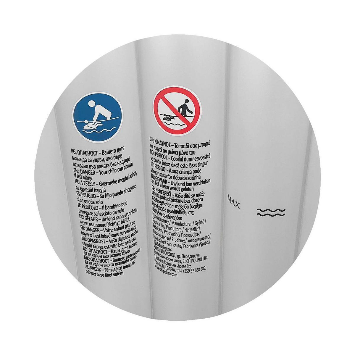 BABYBADEWANNE Bubble Nest grau aufblasbar, rund, Sitz, Pumpe, Badehilfe - Grau, Kunststoff (48/59cm) - Chipolino