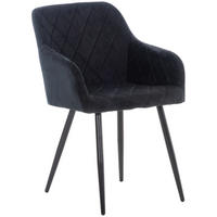 ESSZIMMERSTUHL Shyva Samt, Gestell Metall matt Schwarz Schwarz - Schwarz, Textil/Metall (47/84/44cm) - TPFLiving