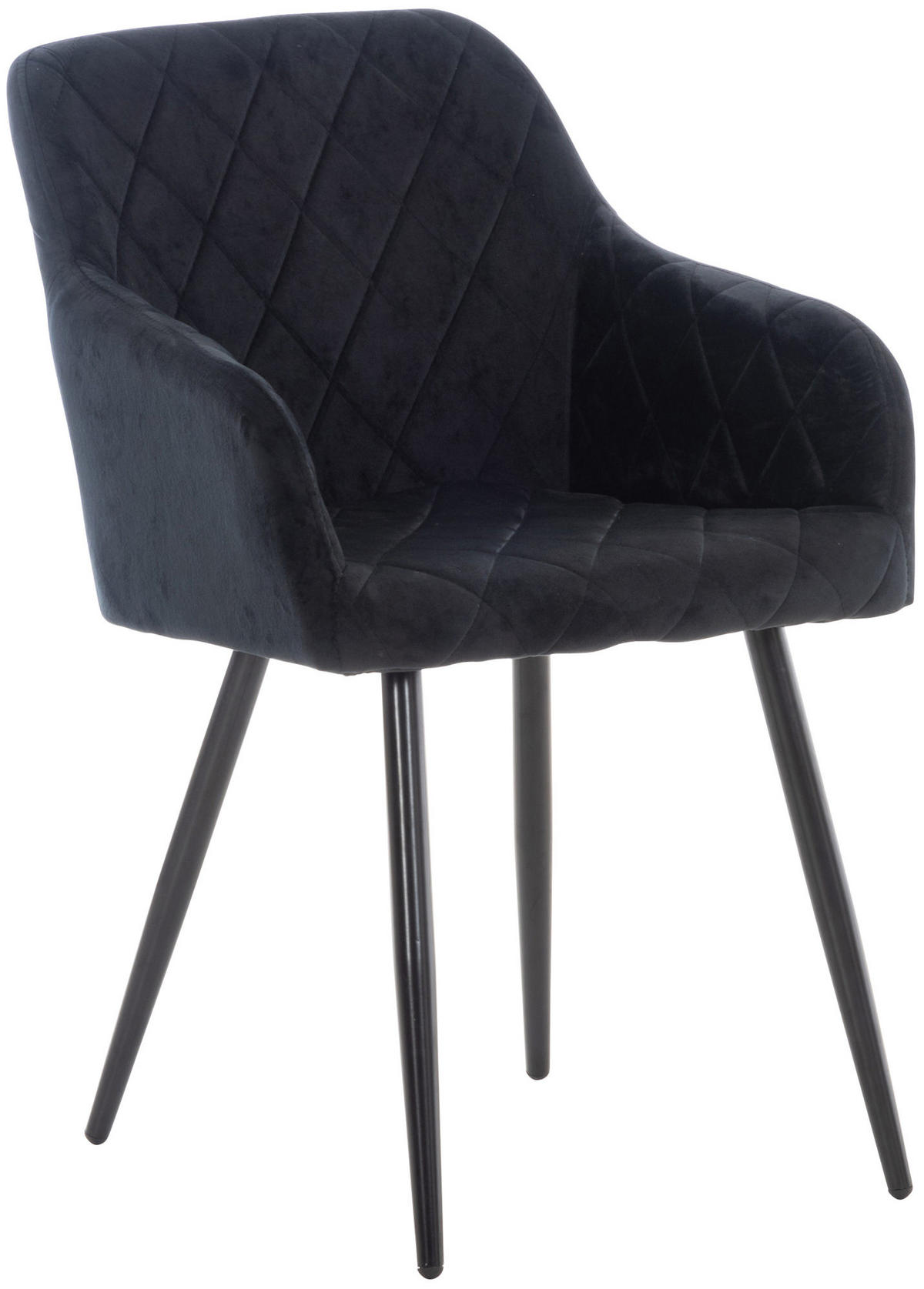 ESSZIMMERSTUHL Shyva Samt, Gestell Metall matt Schwarz Schwarz - Schwarz, Textil/Metall (47/84/44cm) - TPFLiving