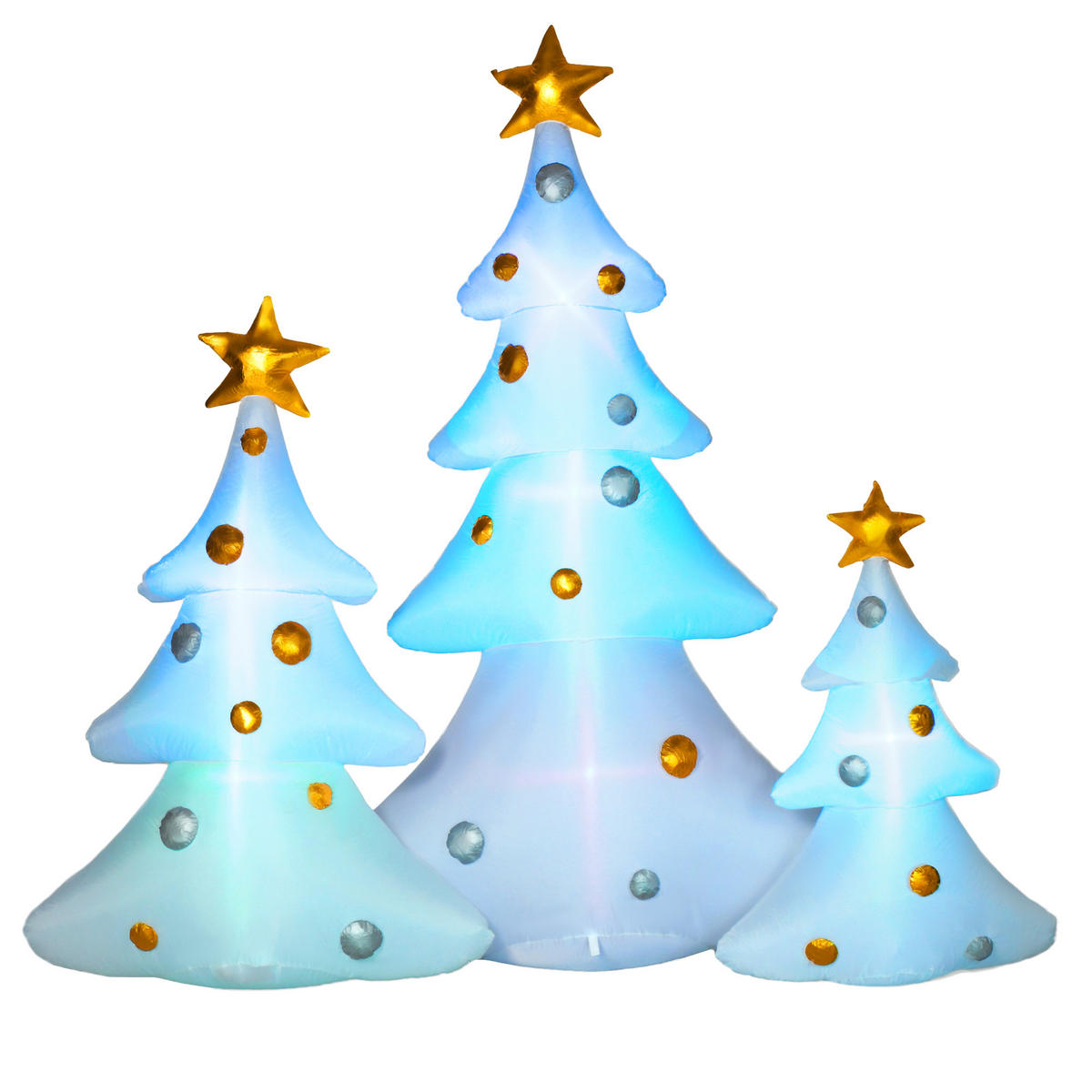 AUFBLASBARER Weihnachtsbaum, Polyester-Stoff, Mehrfarbig - Multicolor, Kunststoff (77/210/239cm) - HOMCOM