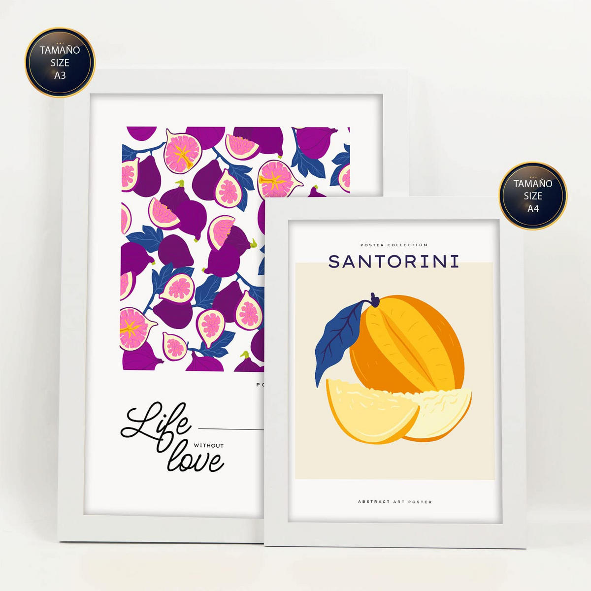 POSTER Set Mit 6 Lebensmittel Und Ernährungs Süße Früchte A3 & A4 Weißer Rahmen - Weiß, Papier (29/3cm) - Nacnic