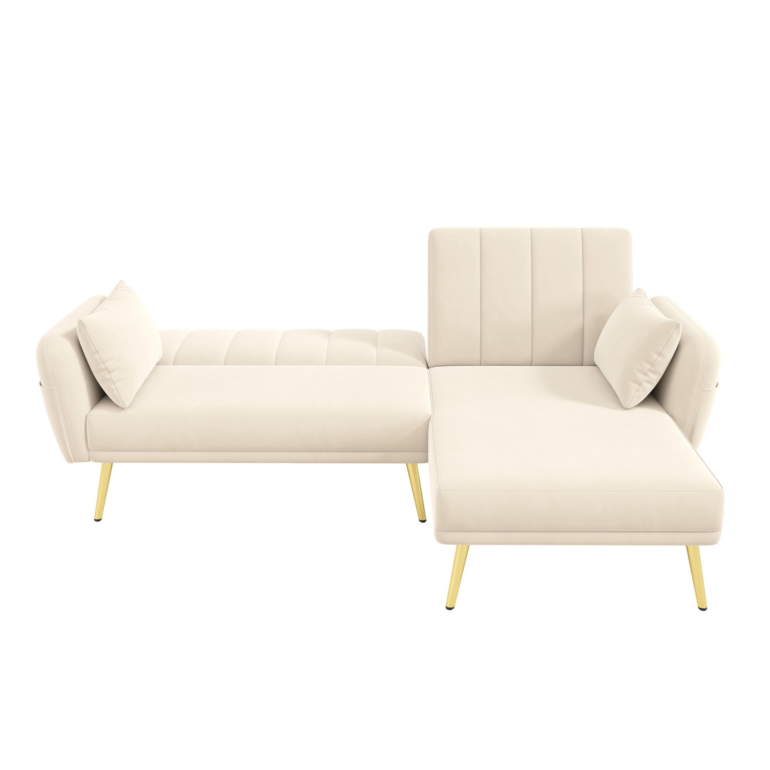 ECKSOFA, Samt mit Schlaffunktion & verstellbarer Rückenlehne, 191,5/130,5/80 cm, Beige - Beige, Textil (130.5/191.5cm) - Redom