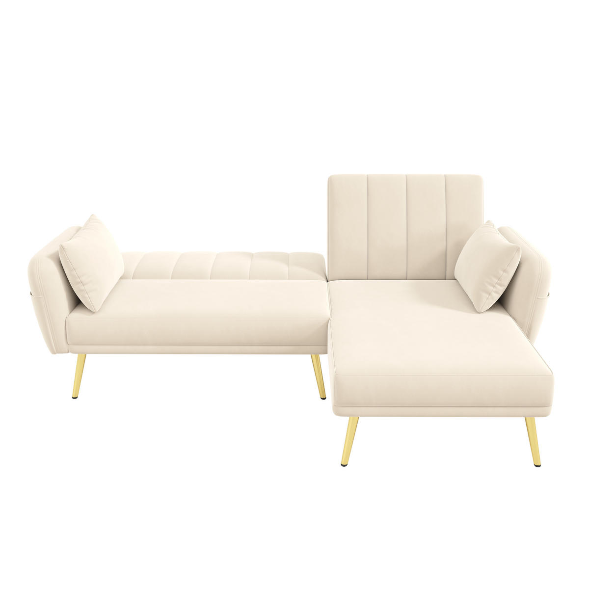 ECKSOFA, Samt mit Schlaffunktion & verstellbarer Rückenlehne, 191,5/130,5/80 cm, Beige - Beige, Textil (130.5/191.5cm) - Redom