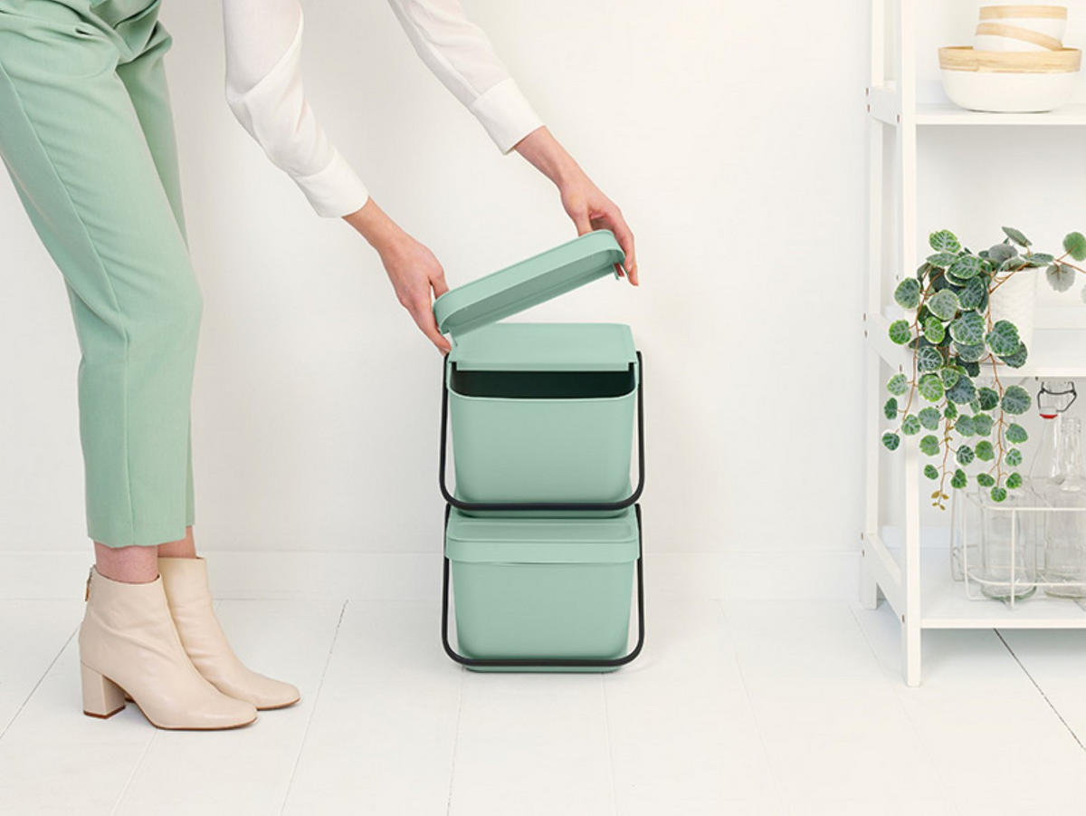 ABFALLSAMMLER Stapelbarer Mit Tragegriff 20 Liter Kunststoff Jade - Grün, Kunststoff (28/22.5/45cm) - PROREGAL