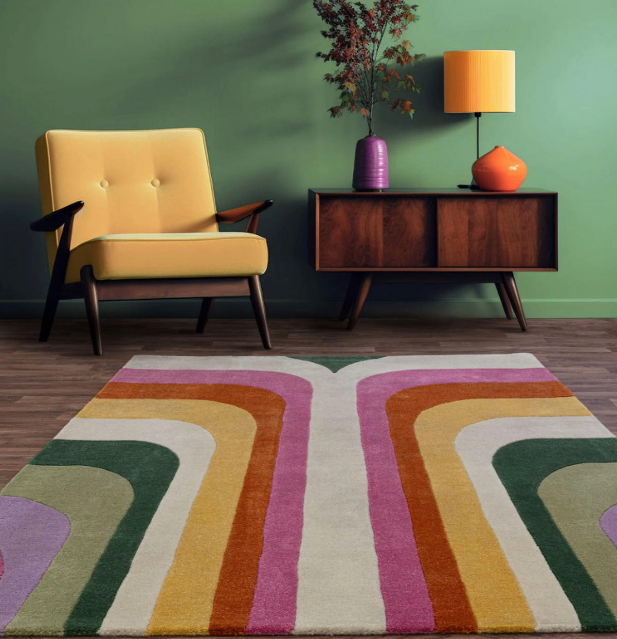 WOHNZIMMERTEPPICH modern mehrfarbig Retro-Stil 120x170 cm TIPPY - Multicolor, Textil (120/170cm) - Novatrend