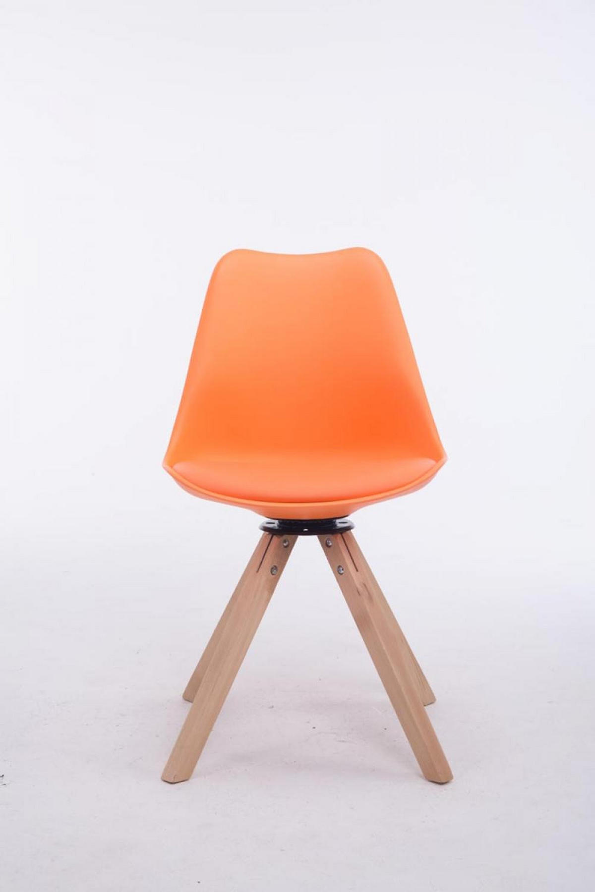 DREHSTUHL Lederlook orange - Eukalyptusholzfarben/Orange, Holz/Textil (48/84/56cm) - CLP