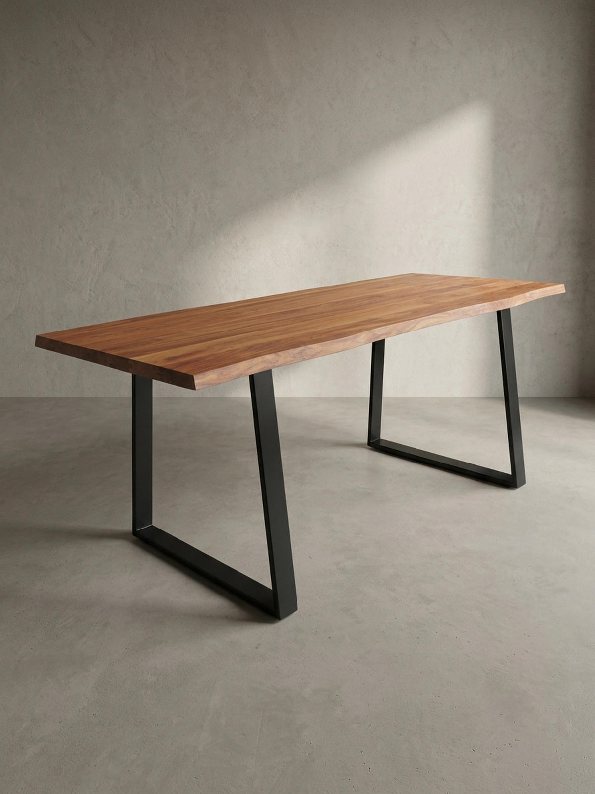 SCHREIBTISCH Massivholz Baumkante Handgefertigt Akazie TARN, Goldbraun-Schwarz 160x80x76 cm - Schwarz/Braun, Holz/Metall (80/160/76cm) - KADIMA DESIGN