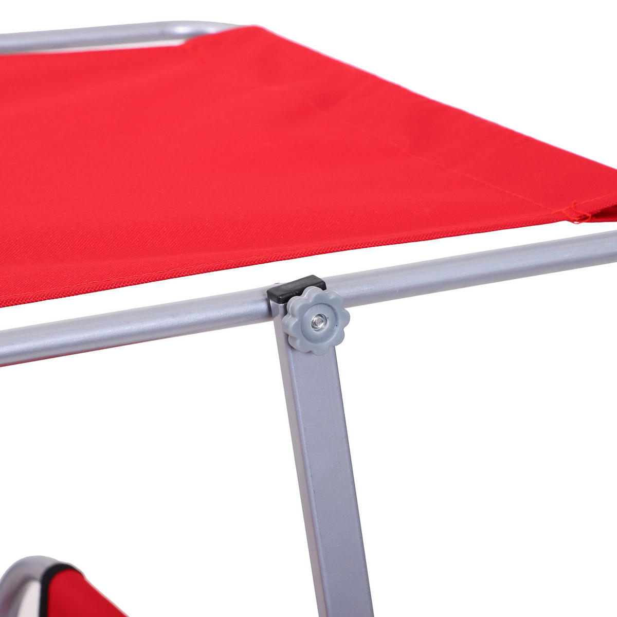 SONNENLIEGE DE-07703 klappbar, mit Dach, 4-fach verstellbar Rot - Rot, Metall (58/36/187cm) - ComfortXL