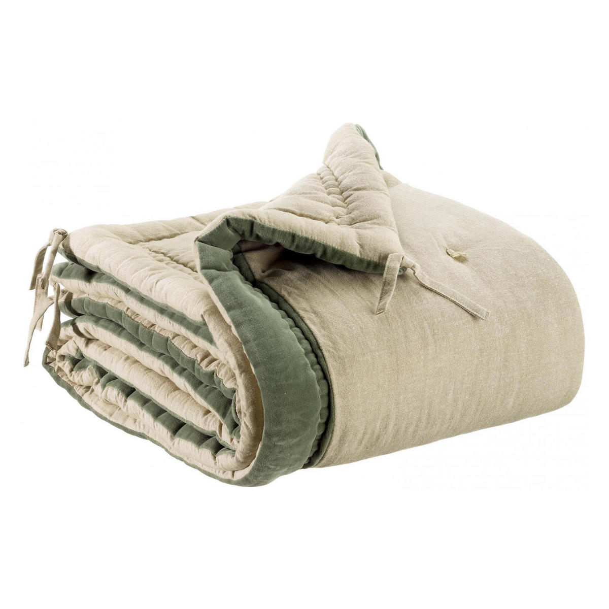 STEPPDECKE Elise Chambray eisenkraut 80 x 180 cm - Mintgrün, Textil (80/180cm) - Vivaraise