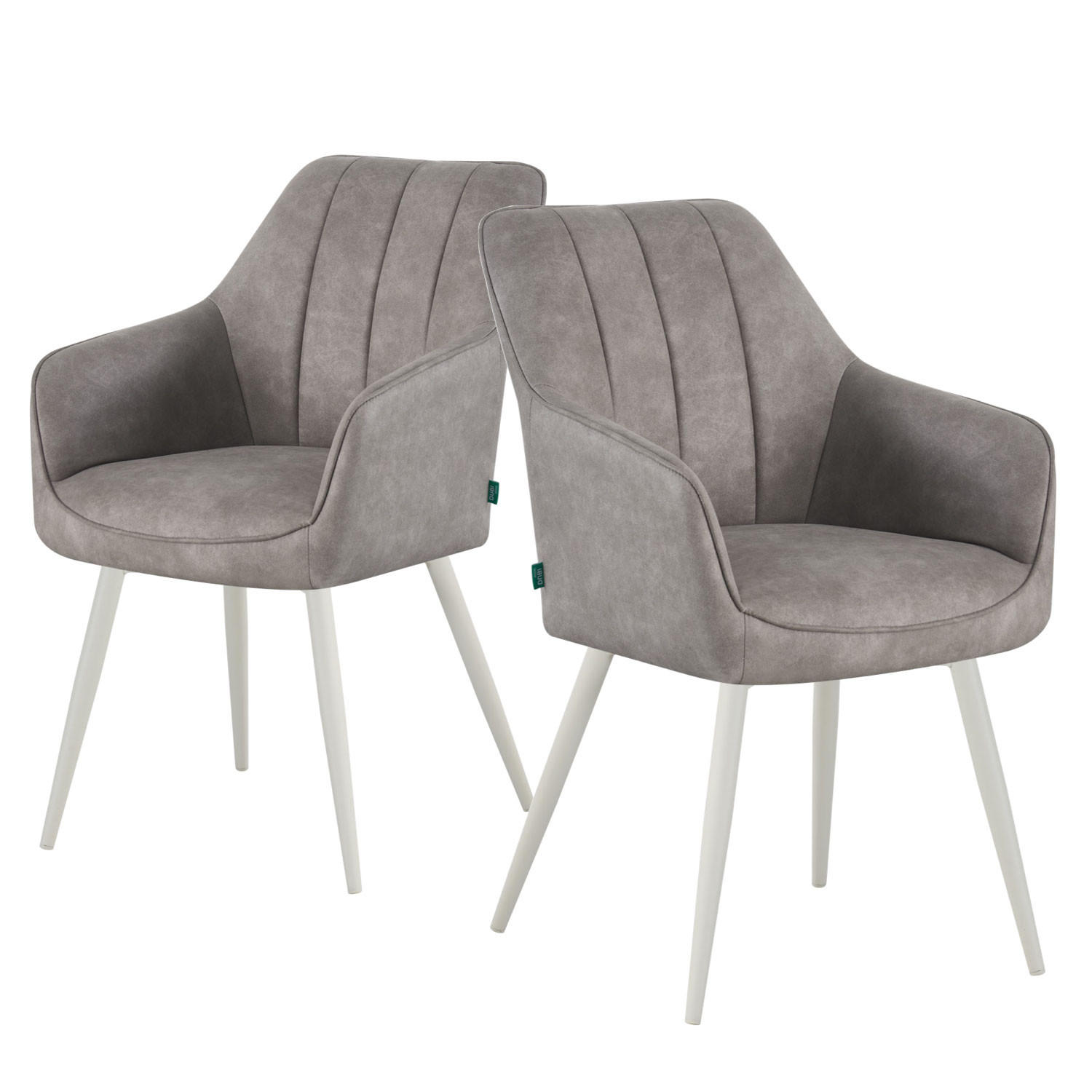 ESSZIMMERSTUHL THOMAS-SANA 2er-Set 4-Fuss-Gestell - Weiß/Grau, Textil (57/85/62cm) - DUBI Möbel
