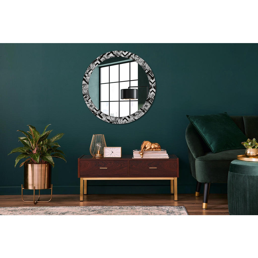 Thumbnail - Wallfluent Spiegel, Schwarz, Glas, Rund, 80x80x0.4 cm, Spiegel, Wandspiegel