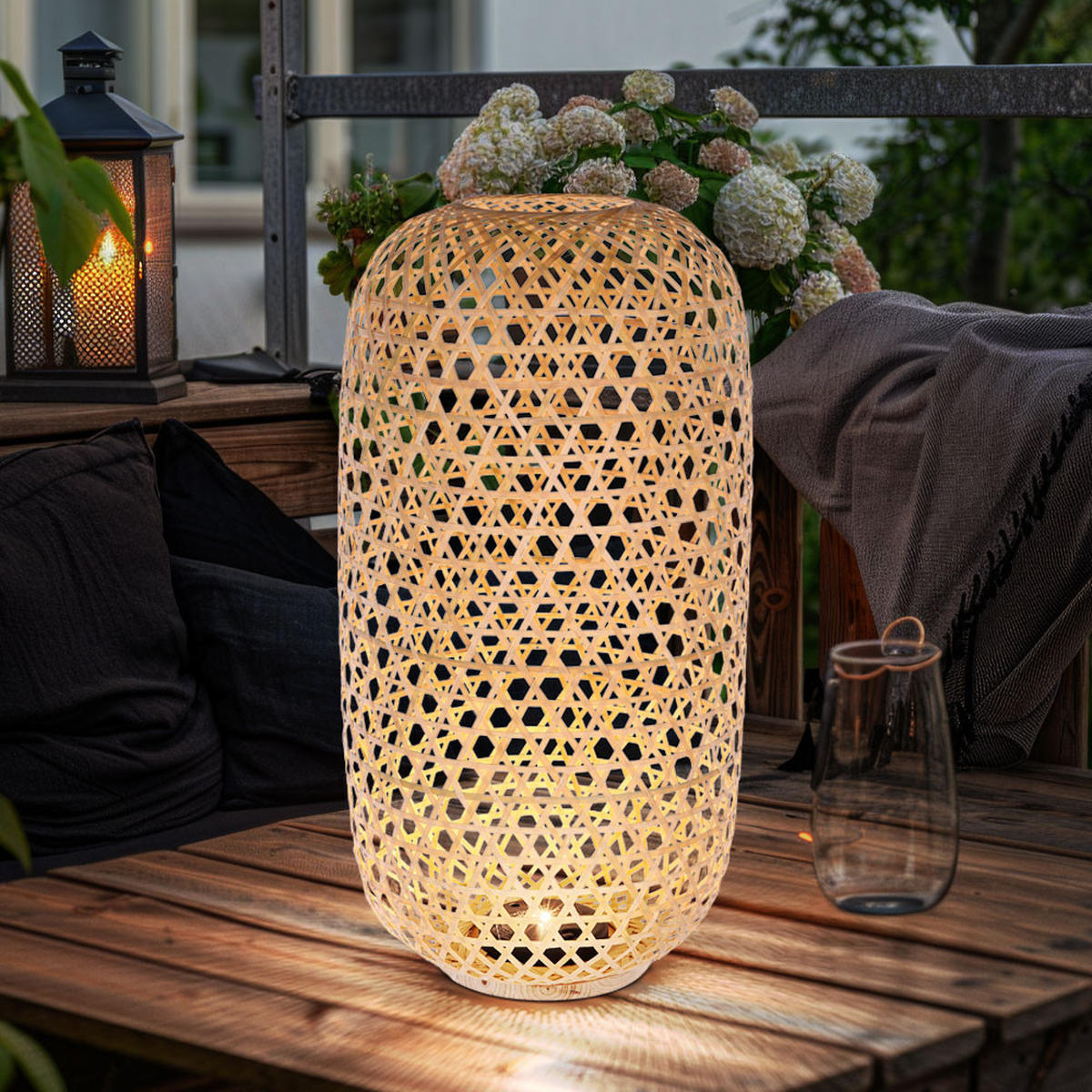 LED Stehleuchte Bambus Braun - Braun, Holz (22.5/22.5/56.5cm) - Globo Lighting