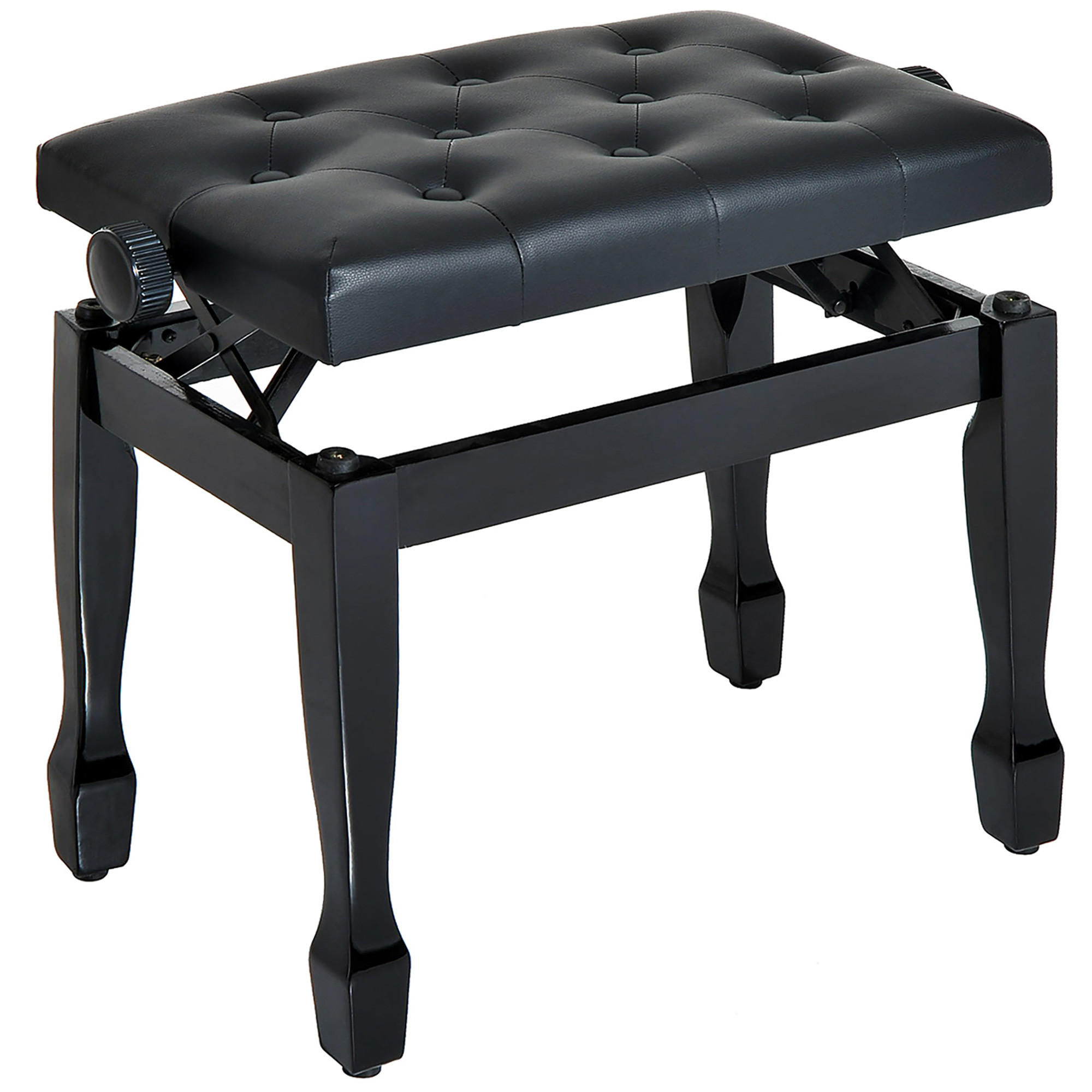 HOCKER DE-16361 höhenverstellbar mit Knopfpolster Schwarz - Schwarz, Holzwerkstoff (34/16.5/68cm) - ComfortXL