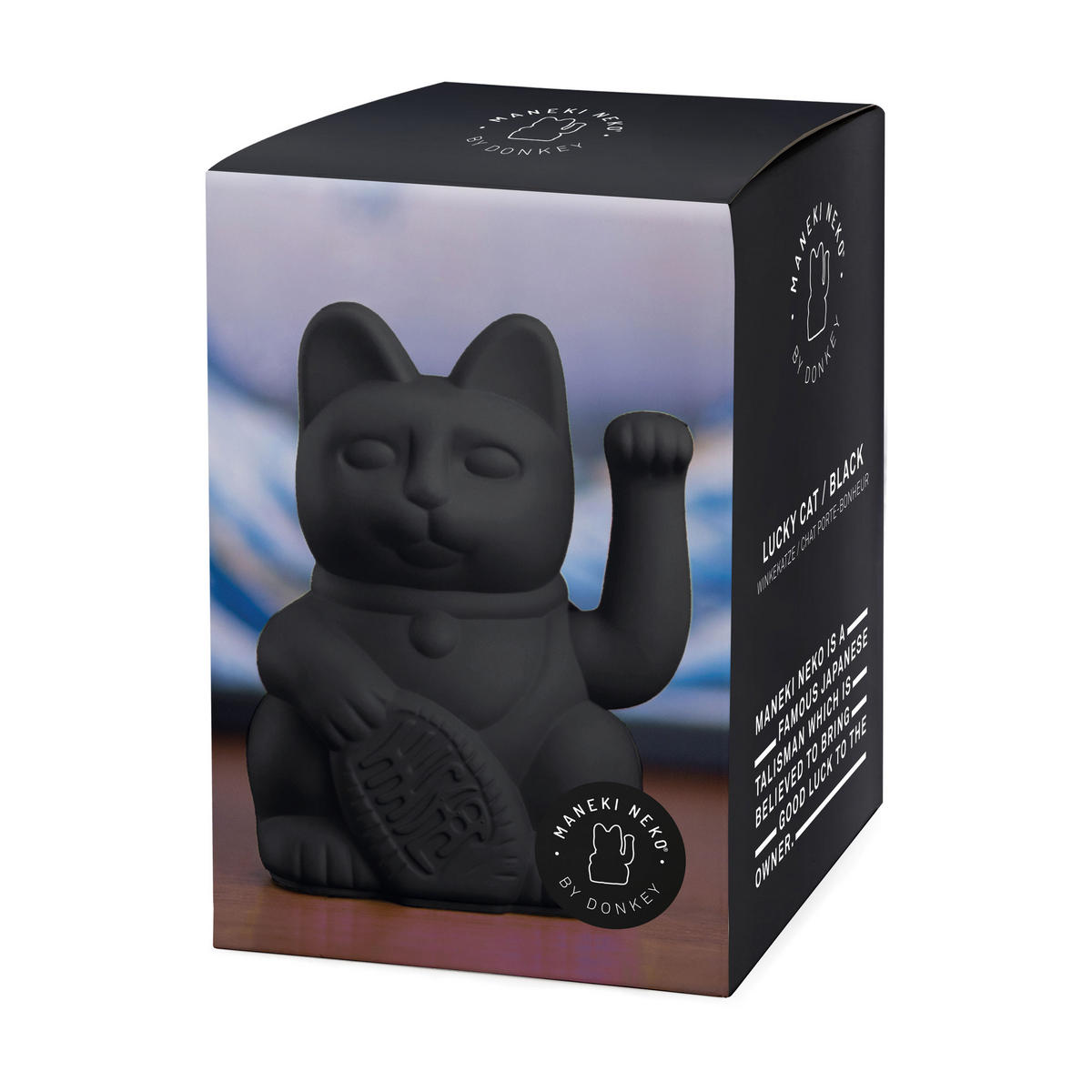 WINKEKATZE Lucky Cat Maneki Neko, Kunststoff, Black, 15 cm - Schwarz, Kunststoff (10.5/15/8.5cm) - Donkey Products