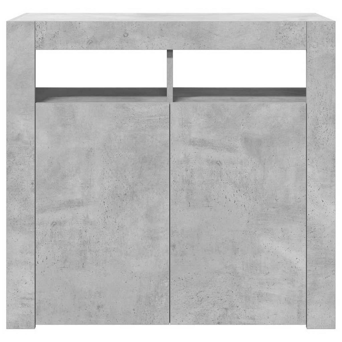SIDEBOARD mit LED-Licht 80/35/75 cm aus Holzwerkstoff Betongrau - Hellgrau, Holz (80/75/35cm) - vidaXL