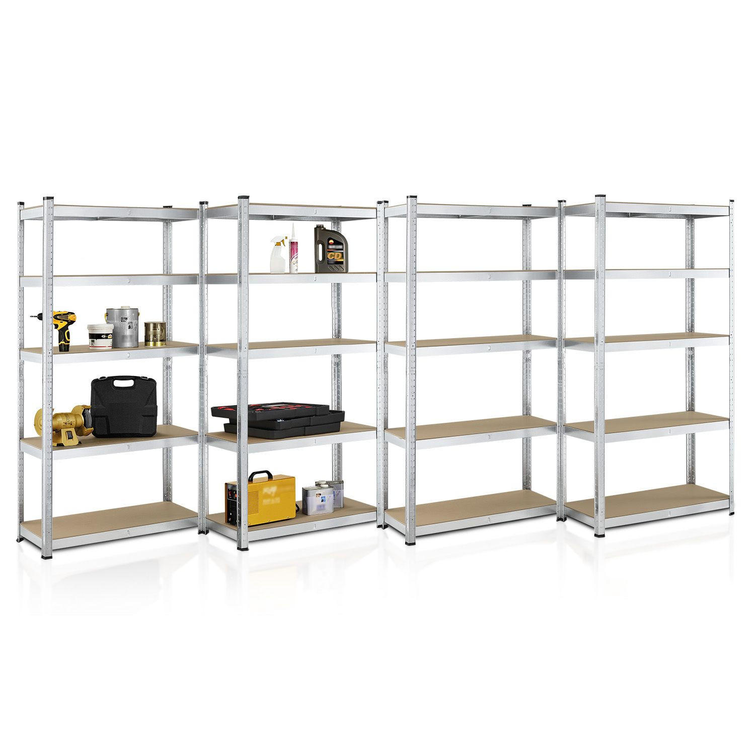 LAGERREGAL Basic 180x90x40 cm (4er-Set) - Silberfarben, Metall (90/180/40cm) - Juskys