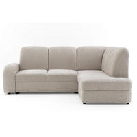 ECKSOFA VIBE L Rechts mit Schlaffunktion 129x205 Chenille Beige - Beige/Schwarz, Holz/Kunststoff (250/186cm) - Muffo