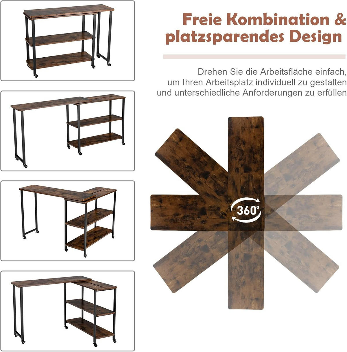 BEISTELLTISCH 73cm Braun - Braun, Holz (157/30/73cm) - COSTWAY