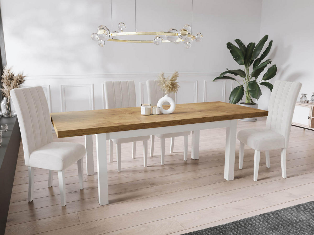 ESSTISCH Avena rechteckig ausziehbar, Lancelot Eiche 200/100/78 - Eichefarben/Weiß, Holz/Holzwerkstoff (200/100/78cm) - WFL GROUP