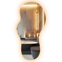 LED SPIEGEL 50x100 cm asymmetrisch 3000K - Gelb, Glas (50/100/0.4cm) - ArtPrintCave
