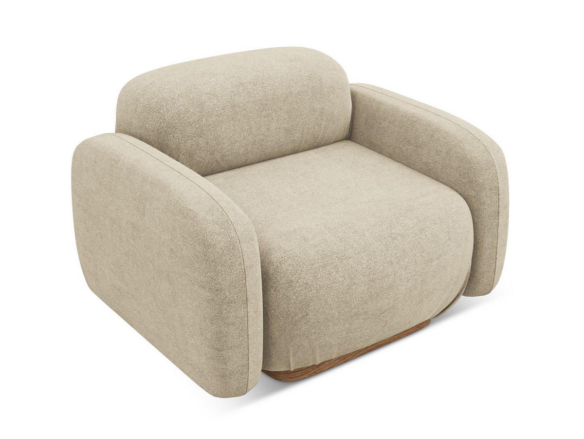 SESSEL Bouclé Stoff Beige - Beige/Braun, Holz/Textil (110/73/95cm) - Makamii