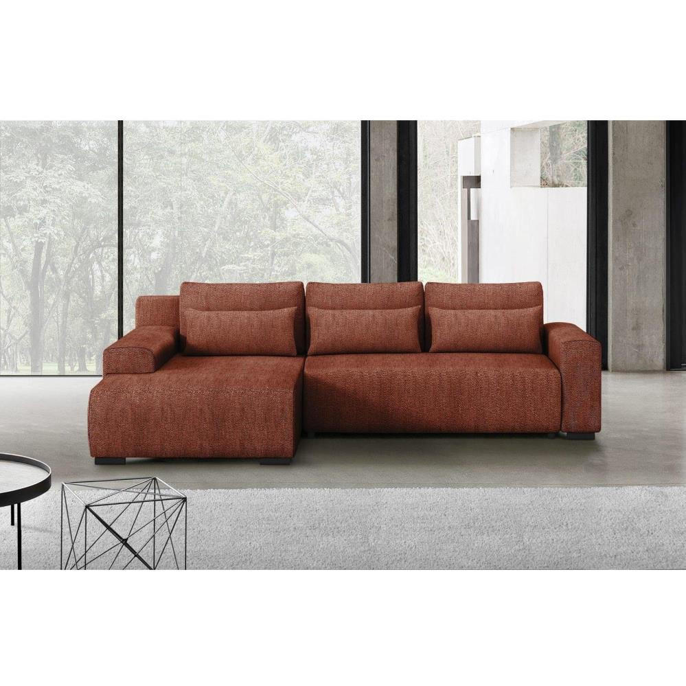 ECKSCHLAFSOFA Benny dunkelrot links - Schwarz/Dunkelrot, Kunststoff/Textil (271/185cm) - Beautysofa
